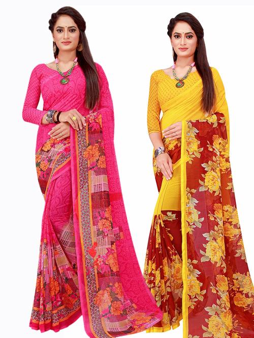 pack of 2 printed saree with blouse - 20210199 - Very Small Image - 1