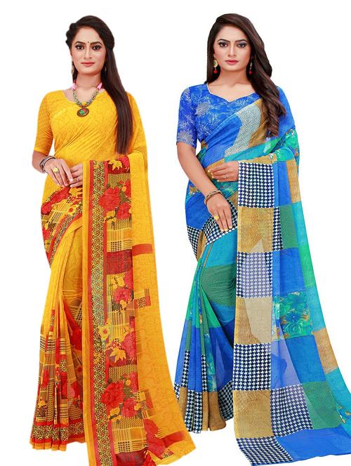 women's saree combo with blouse - 20210237 - Very Small Image - 1