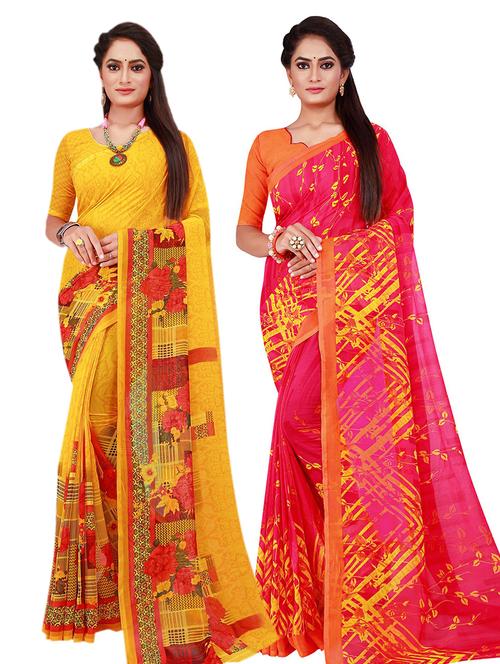 pack of 2 printed saree with blouse - 20210251 - Very Small Image - 1