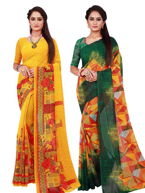 pack of 2 printed saree with blouse - 20210252 - Very Small Image - 1
