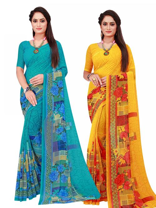 pack of 2 printed saree with blouse - 20210279 - Very Small Image - 1
