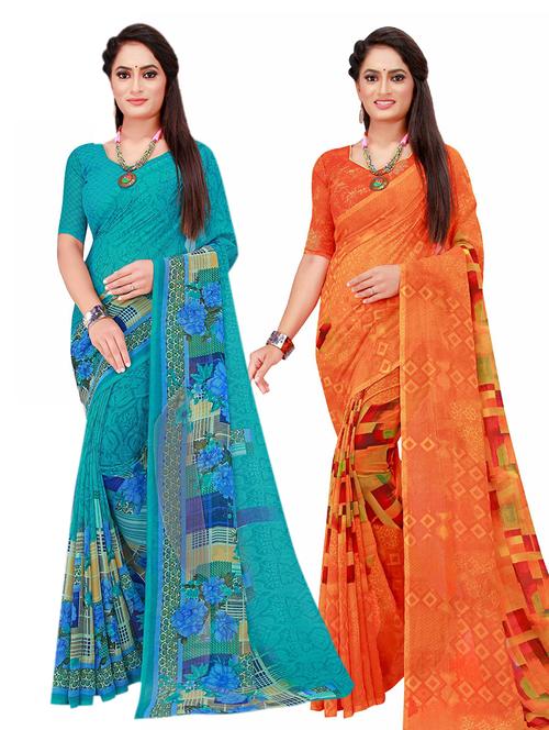 pack of 2 printed saree with blouse - 20210293 - Very Small Image - 1