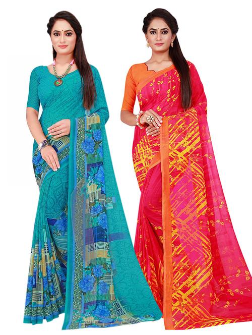 pack of 2 printed saree with blouse - 20210307 - Very Small Image - 1