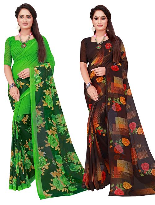 pack of 2 printed sarees with blouse - 20210411 - Very Small Image - 1