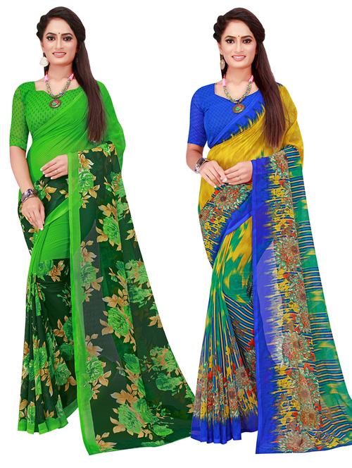 pack of 2 printed sarees with blouse - 20210413 - Very Small Image - 1
