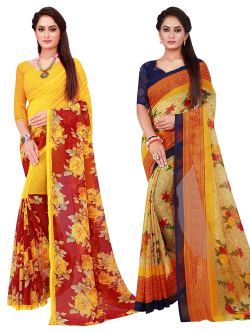 pack of 2 printed sarees - 20210456 - Very Small Image - 1