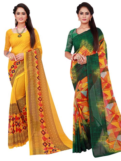 pack of 2 printed sarees with blouse - 20210504 - Very Small Image - 1