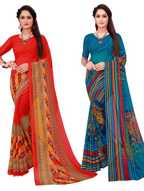 women's saree combo with blouse - 20210608 - Very Small Image - 1