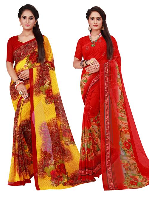 pack of 2 printed sarees with blouse - 20210702 - Very Small Image - 1