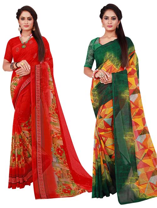 pack of 2 printed sarees with blouse - 20210705 - Very Small Image - 1