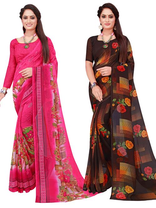 women's saree combo with blouse - 20210744 - Very Small Image - 1
