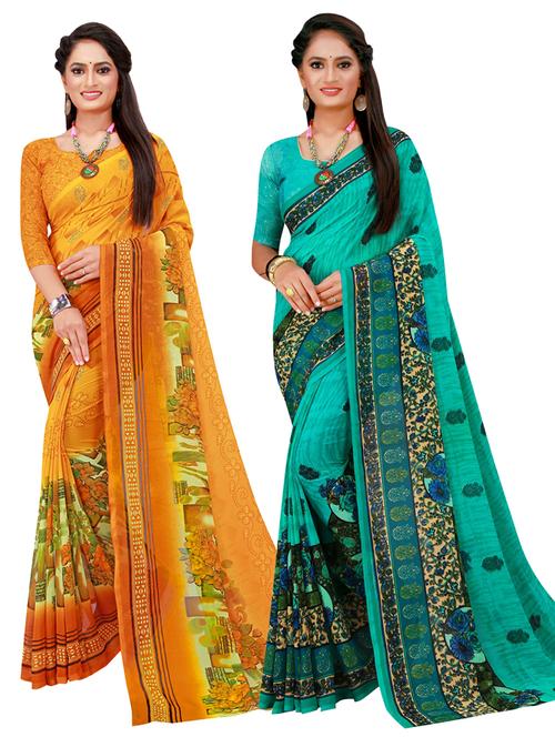 women's saree combo with blouse - 20210803 - Very Small Image - 1