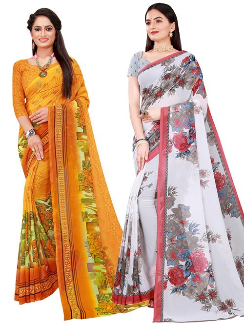 pack of 2 printed saree with blouse - 20210810 - Very Small Image - 1