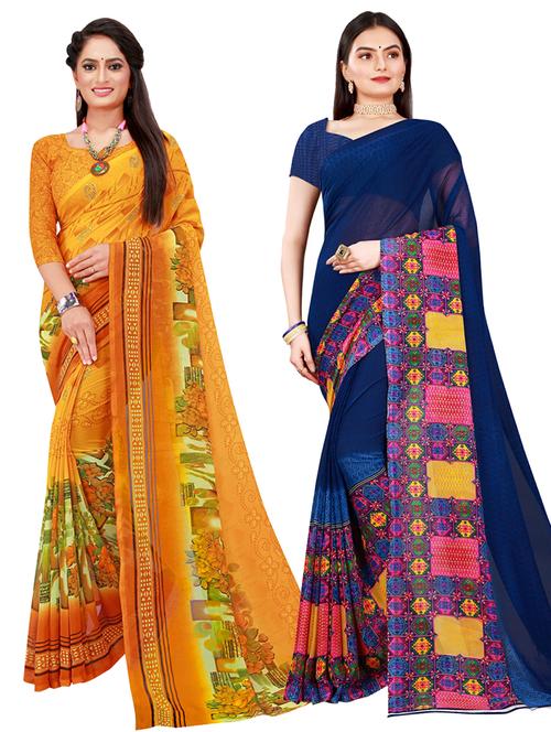 women's saree combo with blouse - 20210820 - Very Small Image - 1