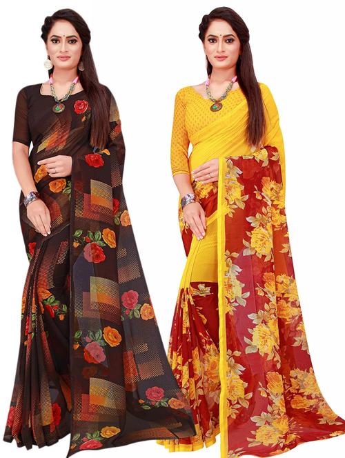 women's saree combo with blouse - 20210932 - Very Small Image - 1