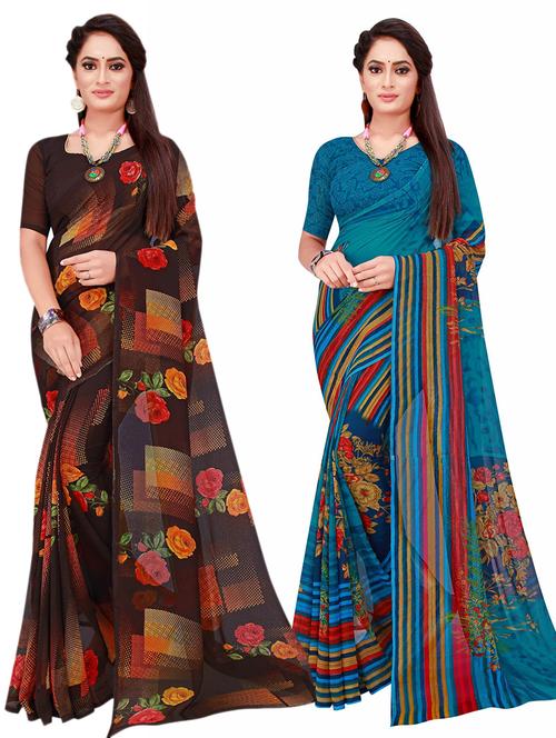women's saree combo with blouse - 20210944 - Very Small Image - 1