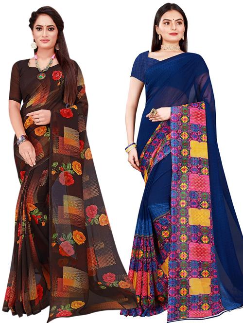 women's saree combo with blouse - 20210975 - Very Small Image - 1