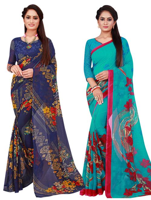 pack of 2 printed saree with blouse - 20211033 - Very Small Image - 1