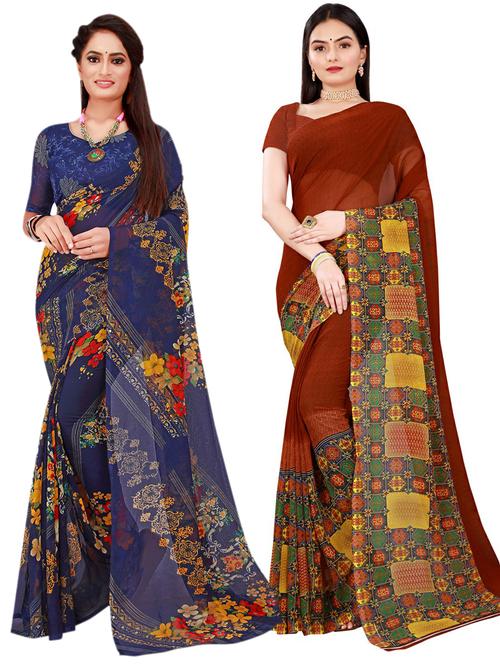 pack of 2 printed saree with blouse - 20211044 - Very Small Image - 1