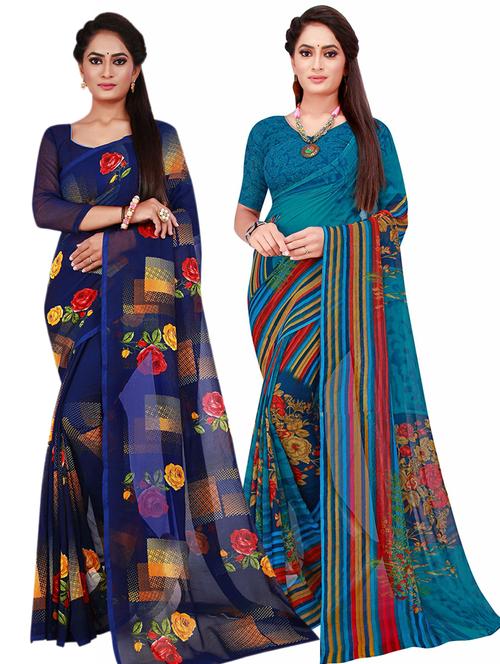 pack of 2 printed sarees - 20211110 - Very Small Image - 1