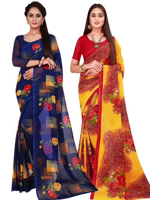 pack of 2 printed sarees - 20211112 - Very Small Image - 1