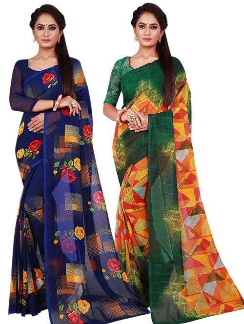 pack of 2 printed sarees - 20211119 - Very Small Image - 1