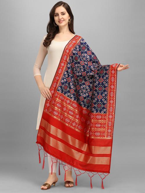 blue banarasi silk dupatta - 20211636 - Very Small Image - 1
