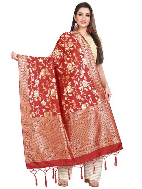 zari work self design woven dupatta - 20211652 - Very Small Image - 1