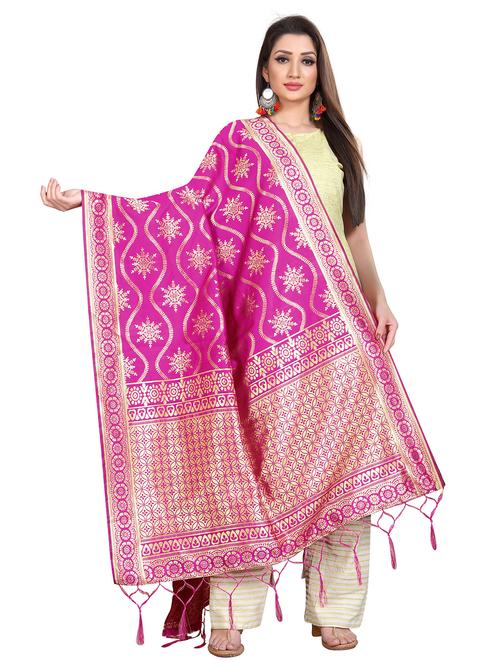 zari work banarasi silk dupatta - 20211666 - Very Small Image - 1