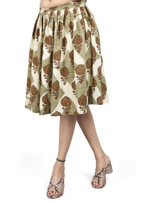 mid rise block printed a-line skirt - 20211769 - Very Small Image - 1