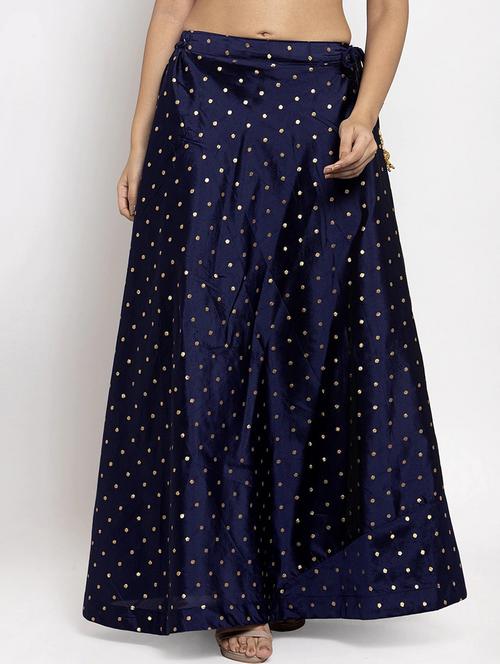 blue silk blend flared skirt - 20211776 - Very Small Image - 1