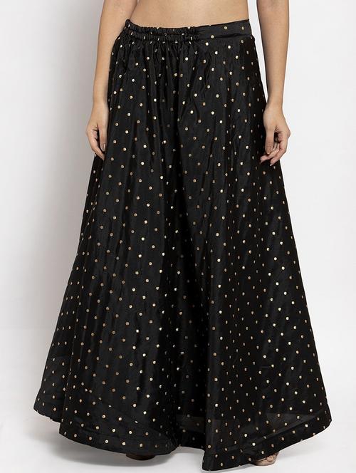 black embroidered flared skirt - 20211781 - Very Small Image - 1