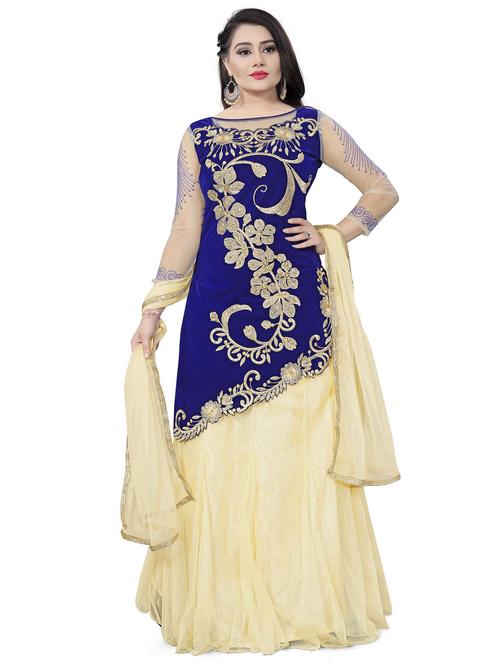 embroidered unstitched kurta skirt suit set - 20211881 - Very Small Image - 1