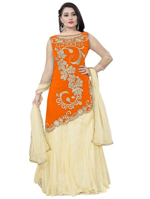 embroidered a-line unstitched suit set - 20211886 - Very Small Image - 1