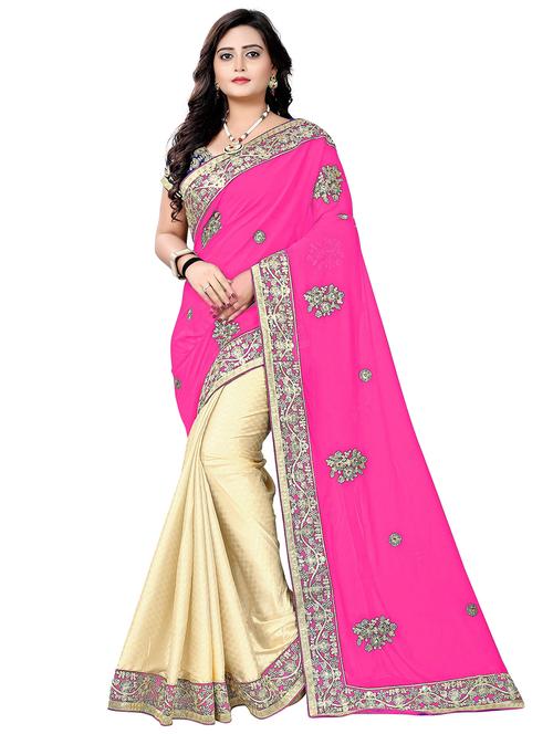 embroidered half and half saree with blouse - 20211965 - Very Small Image - 1
