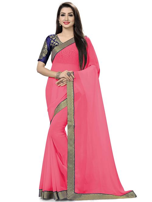 lace bordered solid saree - 20211978 - Very Small Image - 1