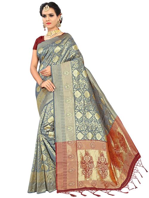 jacquard work banarasi saree with blouse - 20211981 - Very Small Image - 1
