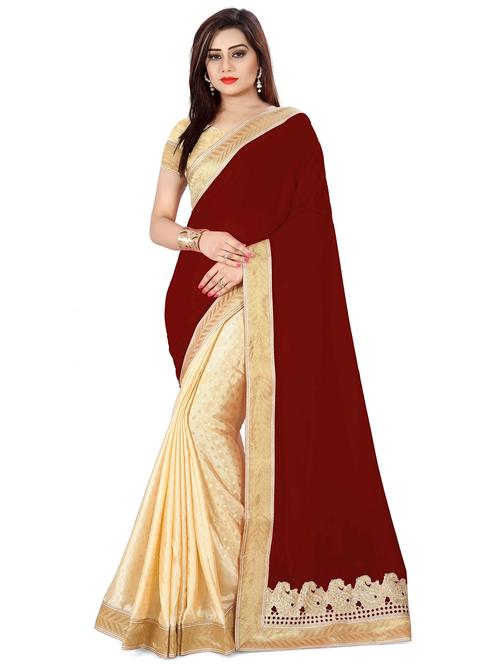 lace bordered solid saree - 20211984 - Very Small Image - 1