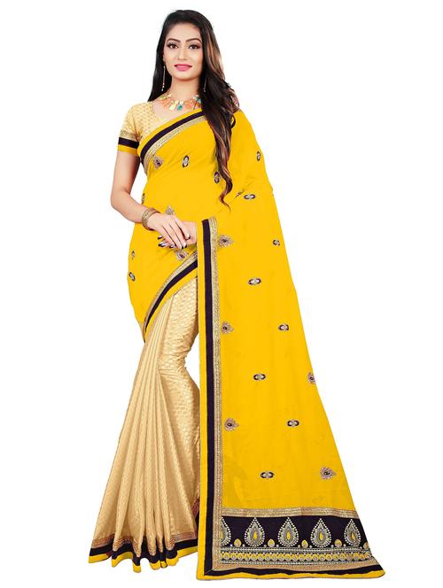 embroidered half & half saree with blouse - 20211994 - Very Small Image - 1