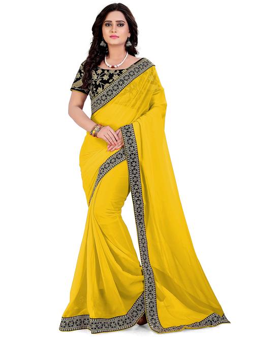 solid lace border saree with blouse - 20211999 - Very Small Image - 1