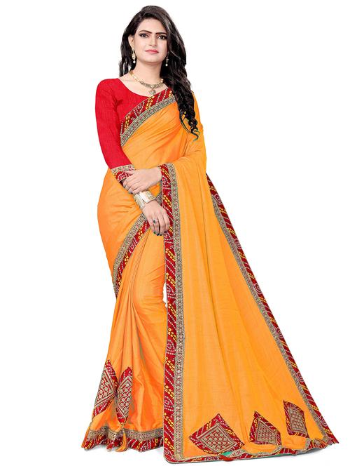 lace detailed bandhani saree with blouse - 20212001 - Very Small Image - 1