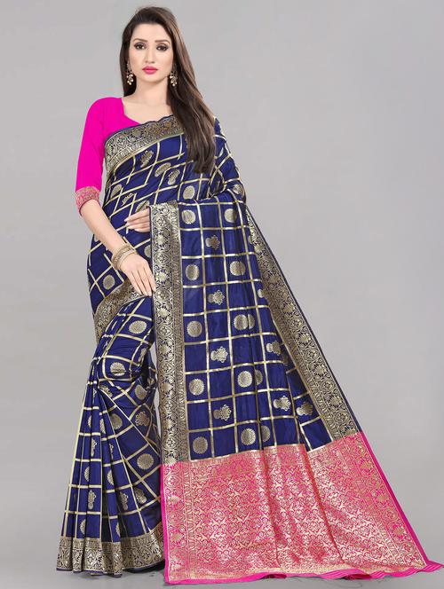 jacquard work banarasi saree with blouse - 20212010 - Very Small Image - 1