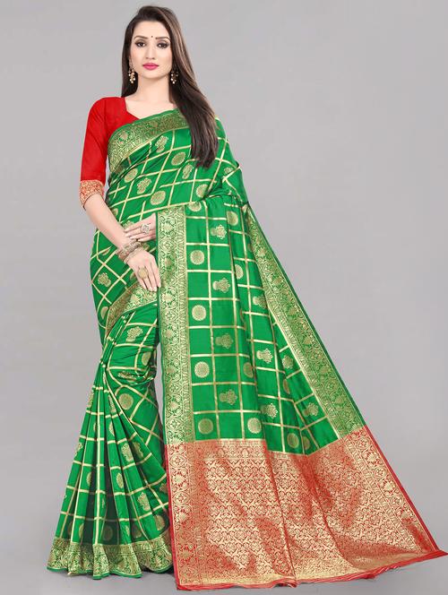 jacquard work banarasi saree with blouse - 20212011 - Very Small Image - 1