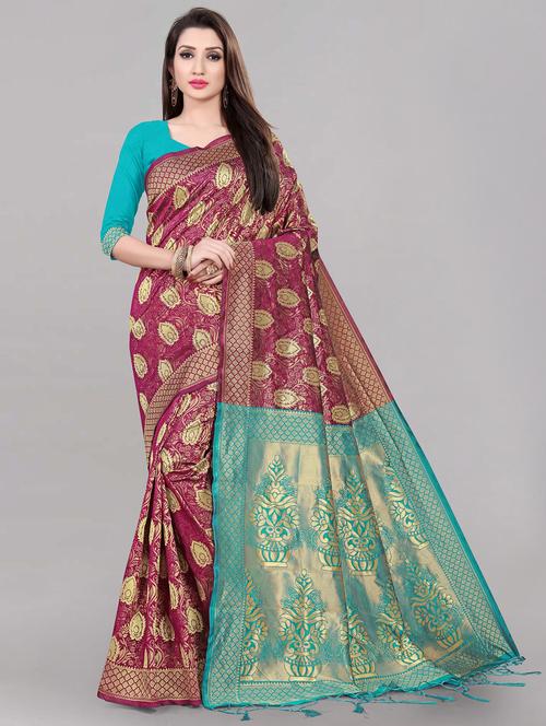 jacquard work banarasi saree with blouse - 20212023 - Very Small Image - 1