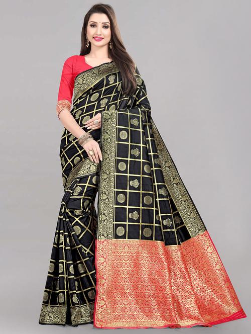 jacquard work banarasi saree with blouse - 20212035 - Very Small Image - 1