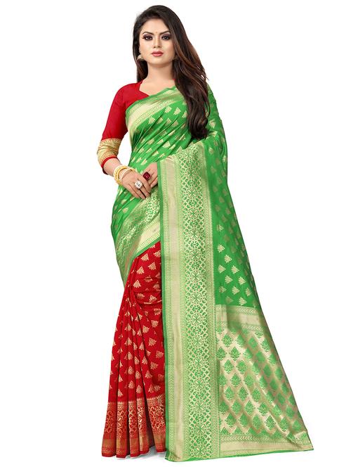 jacquard work banarasi saree with blouse - 20212043 - Very Small Image - 1