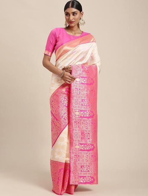 jacquard work banarasi saree with blouse - 20212059 - Very Small Image - 1