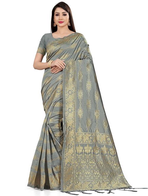 jacquard work kanjivaram saree with blouse - 20212075 - Very Small Image - 1