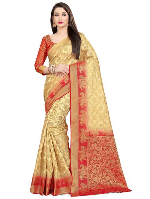 jacquard work banarasi saree with blouse - 20212083 - Very Small Image - 1