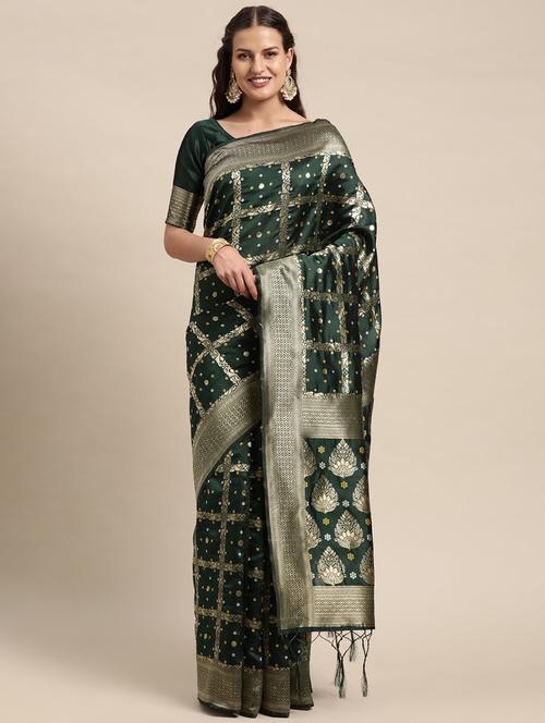 jacquard work banarasi saree with blouse - 20212090 - Very Small Image - 1